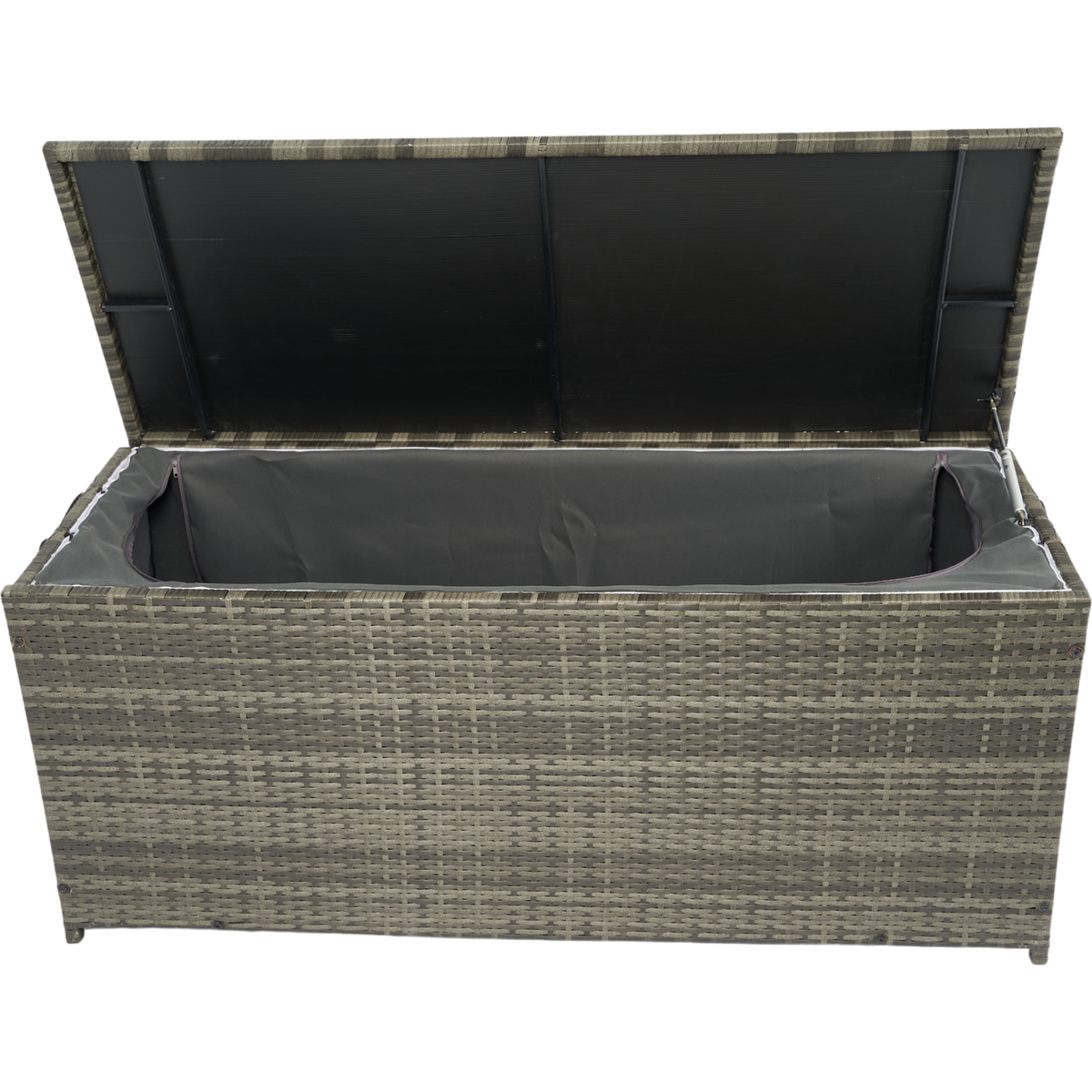 Outdoor Storage Box, 113 Gallon Wicker Patio Deck Boxes with Lid, Outdoor Cushion Storage for Kids Toys, Pillows, Towel Grey Wicker