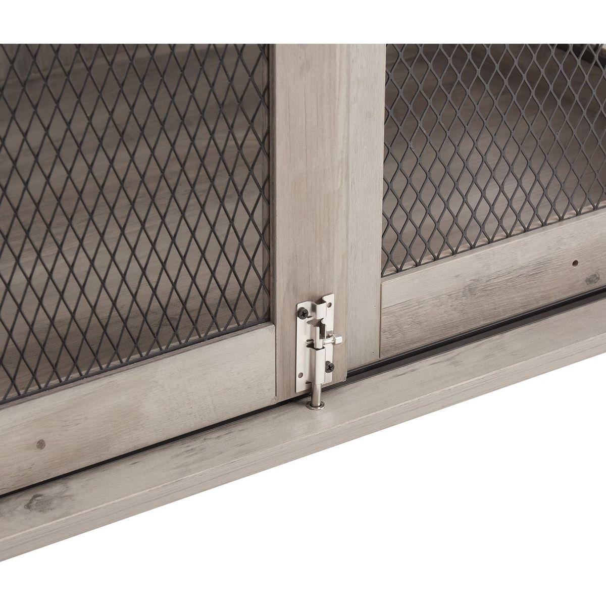 Farmhouse Dog Cage Crate Furniture with Sliding Barn Door, Farmhouse Wooden Dog Kennel End Table with Flip-top Plate Dog House with Detachable Divider for Small/Medium/Large Dog Gray