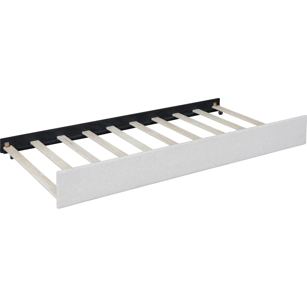 Full Size Upholstered Daybed with Trundle Sofa Bed Frame No Box Spring Needed, Linen Fabric(Beige)