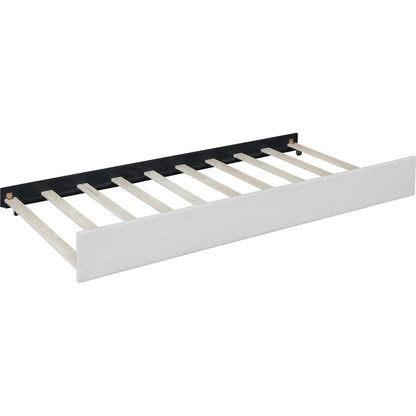 Full Size Upholstered Daybed with Trundle Sofa Bed Frame No Box Spring Needed, Linen Fabric(Beige)