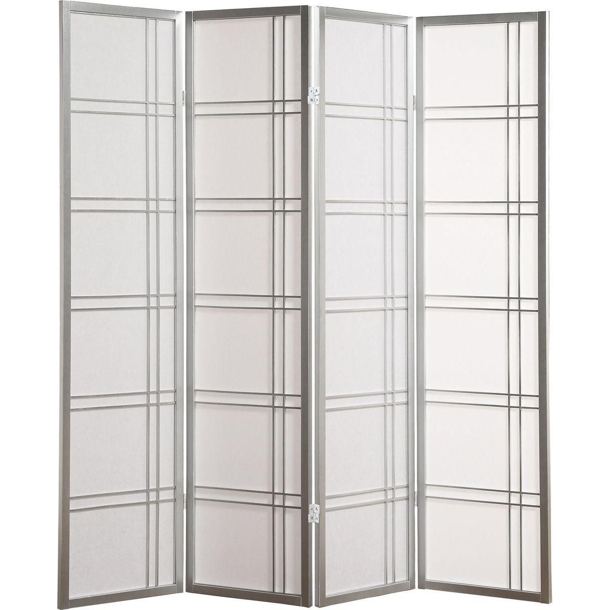 Seto 4-Panel Room Divider Screen, Silver