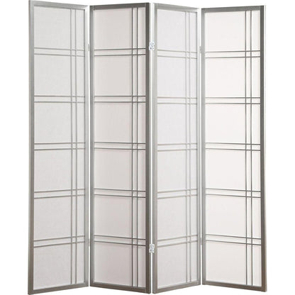 Seto 4-Panel Room Divider Screen, Silver