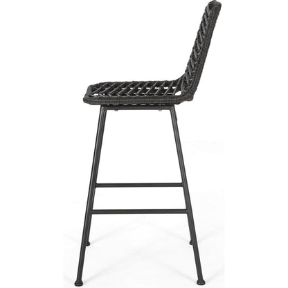 Sawtelle Outdoor Wicker Barstools (Set of 2)