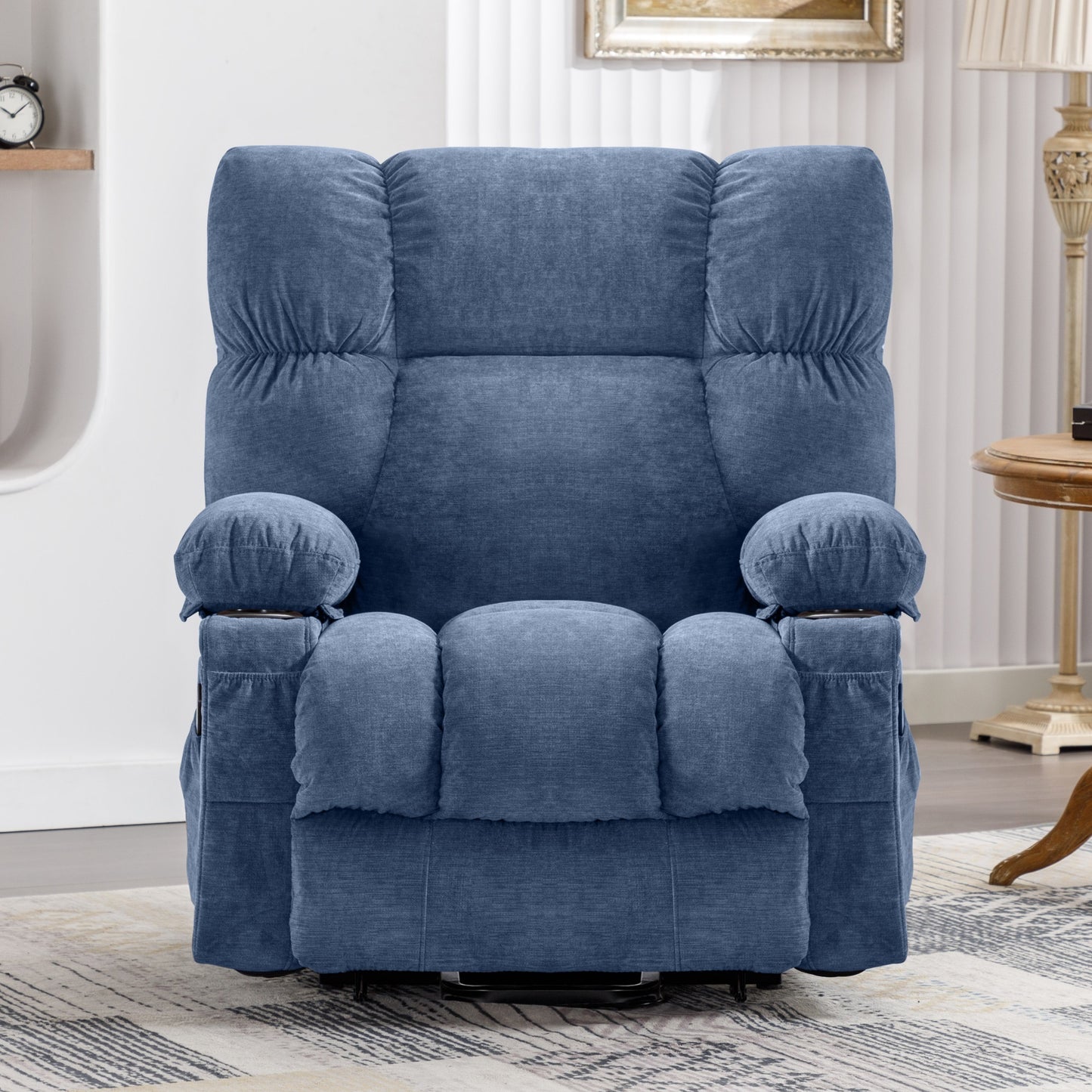 Power Lift Recliner Chair Recliners for Elderly with Heat and Massage Recliner Chair for Living Room with Infinite Position and Side Pocket,USB Charge Port,Blue