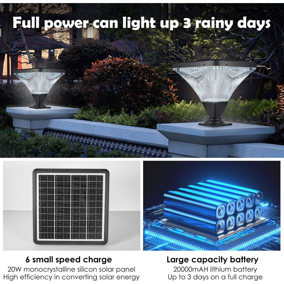 Solar Street Lamp Cap with Base 1 pack