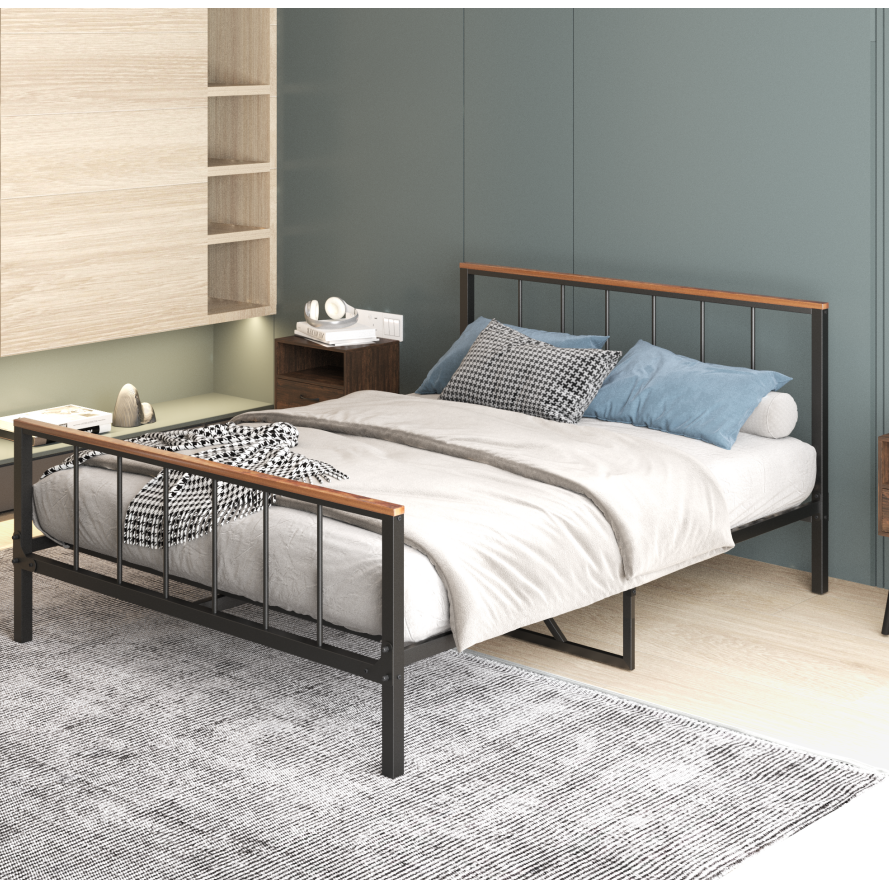 Metal Platform Bed frame with Headboard and Footboard,Sturdy Metal Frame, No Box Spring Needed(Full)