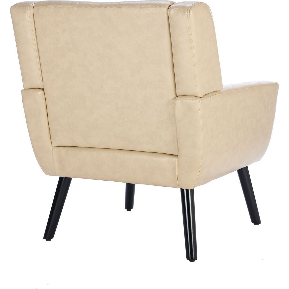 Modern Soft Leather Material Ergonomics Accent Chair Living Room Chair Bedroom Chair Home Chair With Black Legs For Indoor Home-Khaki PU