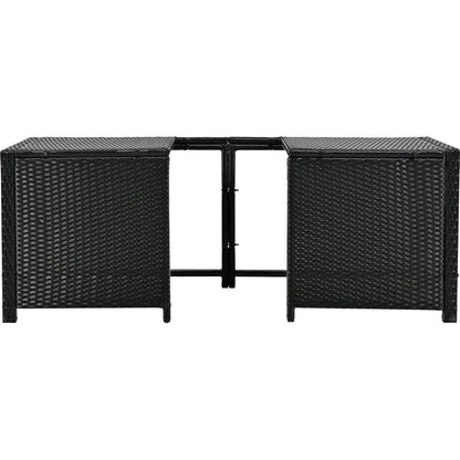 Spa Surround Spa Frame Quadrilateral Outdoor Rattan Sectional Sofa Set with Mini Sofa,Wooden Seats and Storage Spaces, Beige