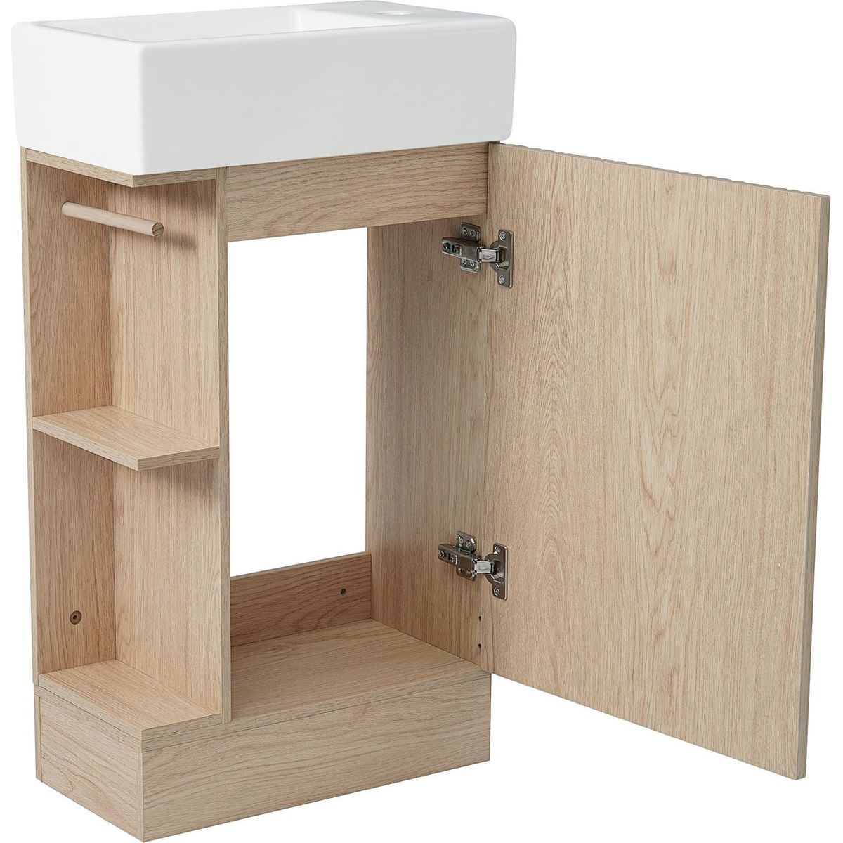 18.6" Bathroom Vanity with Sink, Bathroom Vanity Cabinet with Two-tier Shelf, Left or Right Orientation, Natural