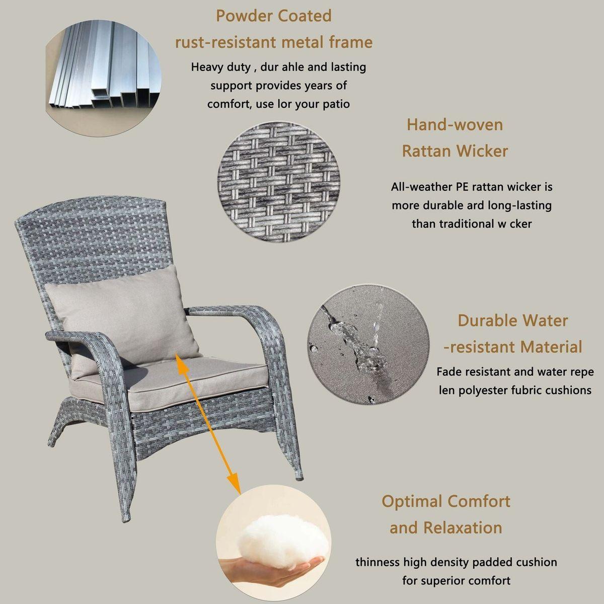 Patio Chair with Cushions(Grey Cushion)