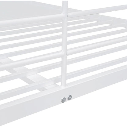 Full XL Over Queen Metal Bunk Bed, White