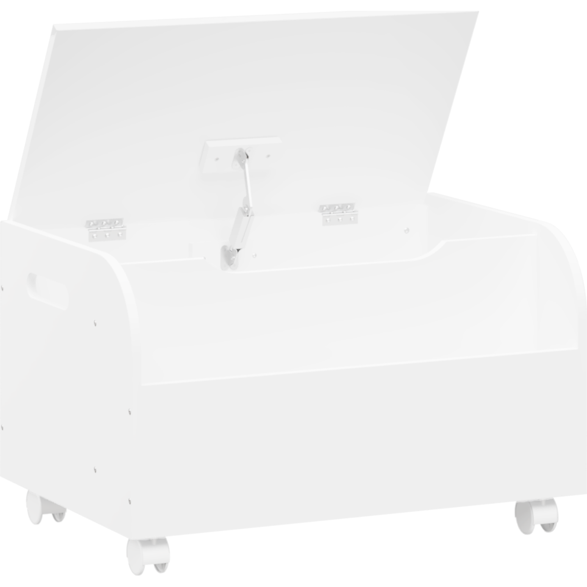 Wooden Toy Box with 4 Universal Wheels, Kids Toy Storage Organizer with Front Bookshelf, Flip-Top Lid, Safety Hinge, Boys Girls Toy Chest Bench for Playroom Kids Room Organization (White)