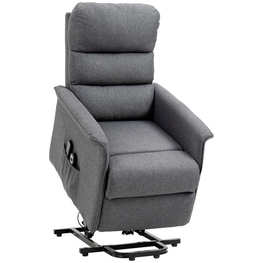 Power Lift Chair with Vibration Massage, Fabric Upholstered Recliner Chair for Elderly with Remote Control, Side Pockets, Grey