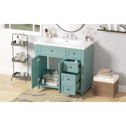 36" Bathroom Vanity with Undermount Sink,Free Standing Vanity Set with 2 Drawers& Soft Closing Doors,Solid Wood Frame Bathroom Storage Cabinet