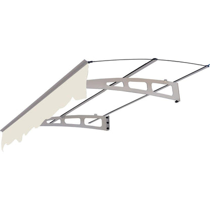 DA5934C Series Door Window Awning Canopy Made of 0.137Inch Thick Crystal Solid Polycarbonate Sheet and Aluminum Alloy with Valance in size of 59" Wide x 34" Deep for Masonry Concrete Wall House only.