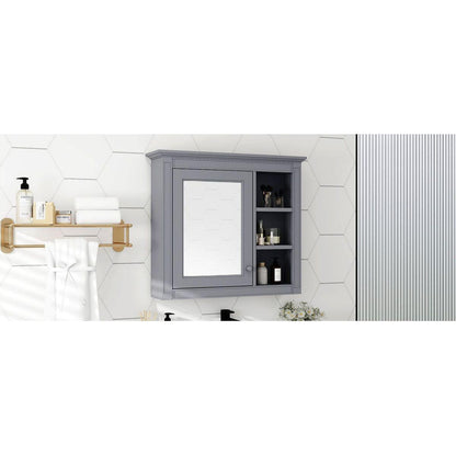 30" x 28" Medicine Cabinet, Wall Mounted Bathroom Storage Cabinet, Modern Bathroom Wall Cabinet with Mirror,Medicine Cabinet, Mirror Cabinet with 3 Open Shelves (Not Include Bathroom Vanity) - Streamdale Furniture