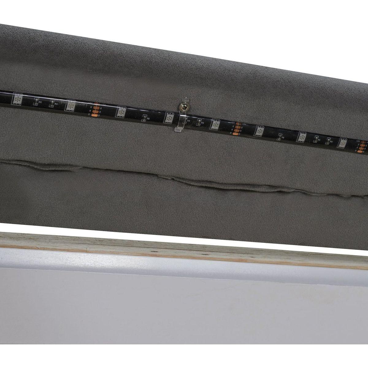 Queen Size Upholstered Floating Bed with LED Light and USB Port, Velvet, Gray, Hydrualic Platform Bed