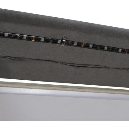 Queen Size Upholstered Floating Bed with LED Light and USB Port, Velvet, Gray, Hydrualic Platform Bed