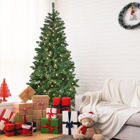 9ft Green Christmas Tree with 620 WiFi-Controlled RGB LED Lights, 1721 PVC Tips, 38 Light Functions, Music Sync, Hinged Structure & Metal Stand – Smart App-Controlled Holiday Tree