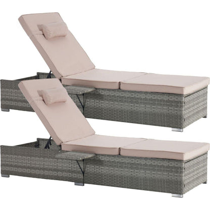 OUTDOOR SOFA PE RATTAN FURNITURE DECK CHAIR GRAY RATTAN