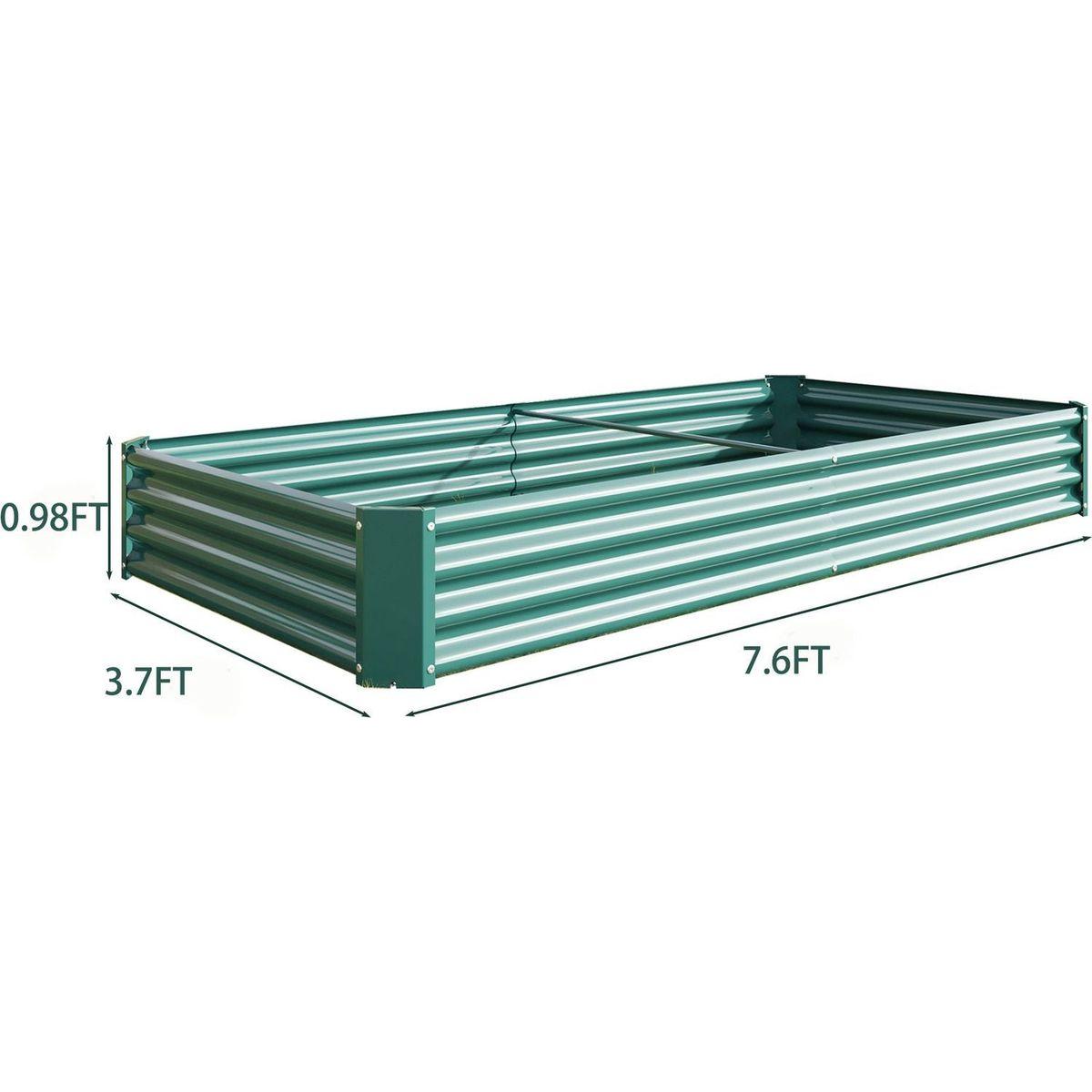 Raised Garden Bed Kit - Metal Raised Bed Garden 7.6x3.7x0.98ft for Flower Planters, Vegetables Herb Green