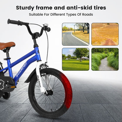 Kids Bike 14 inch for Boys & Girls with Training Wheels, Freestyle Kids' Bicycle with fender.