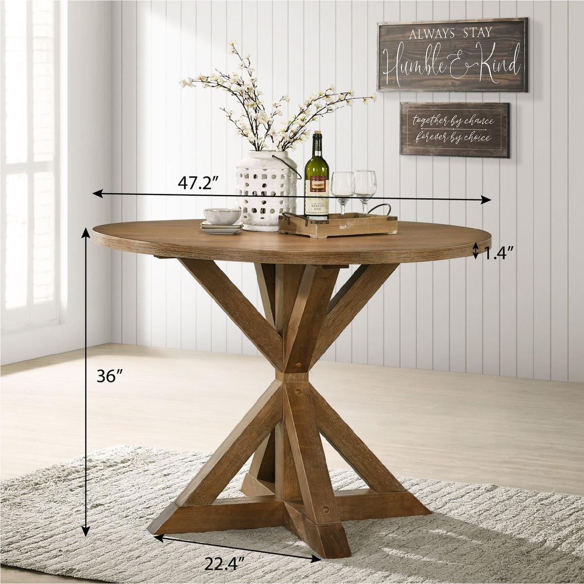 Windvale Cross-Buck Wood 5-Piece Counter Height Dining Set, Tan - Streamdale Furniture