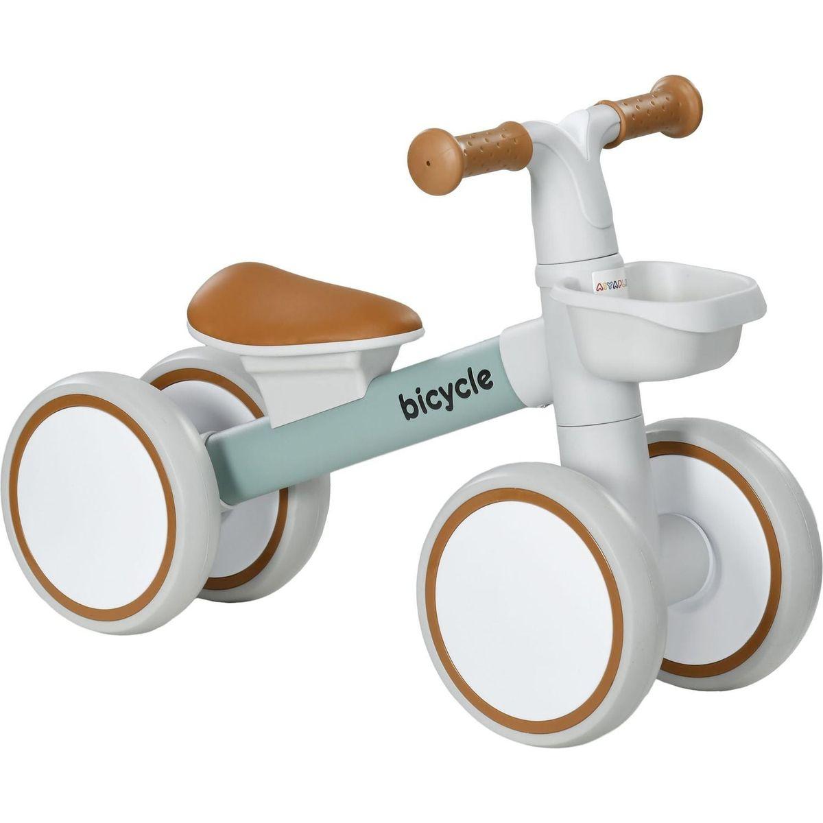 Qaba Balance Bike for Toddlers 1-3 Years, Baby Balance Bike with Adjustable Seat, Silent Wheels, No Pedal Bike for Boys and Girls, Green