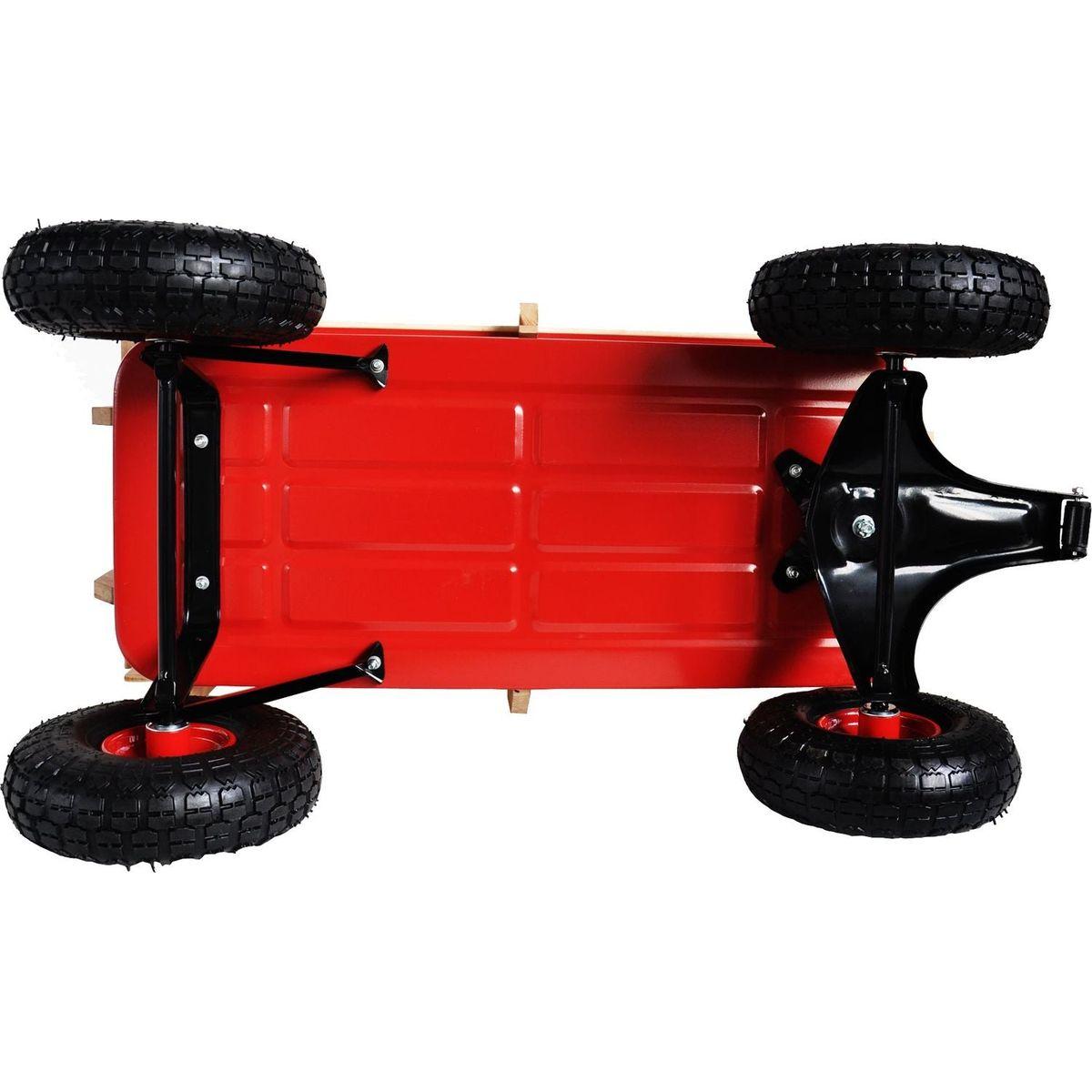 outdoor sport wagon tools cart wooden side panels air tires Wagon (red)