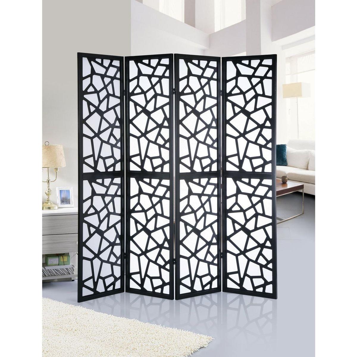Giyano 4 Panel Screen Room Divider, Black