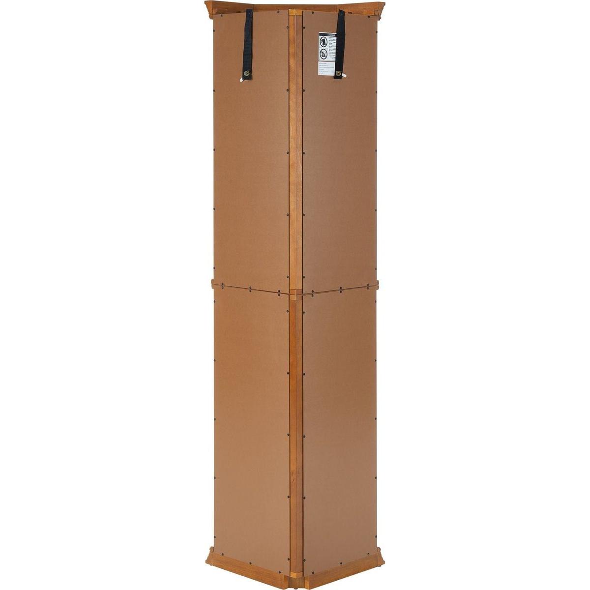 Corner Curio Cabinet with Lights, Adjustable Tempered Glass Shelves, Mirrored Back, Display Cabinet,Oak (E26 light bulb not included)