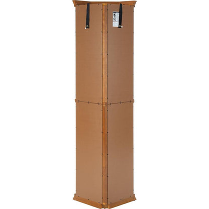 Corner Curio Cabinet with Lights, Adjustable Tempered Glass Shelves, Mirrored Back, Display Cabinet,Oak (E26 light bulb not included)