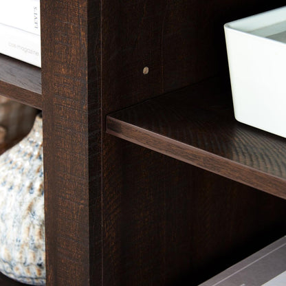 Farmhouse Rattan TV Stand Console Table for TVs up to 70 Inches, TV Console Table with 2 Storage Shelves, 2 Natural Rattan Door Cabinets, 65"Wx15.55"Dx23.86"H, Espresso