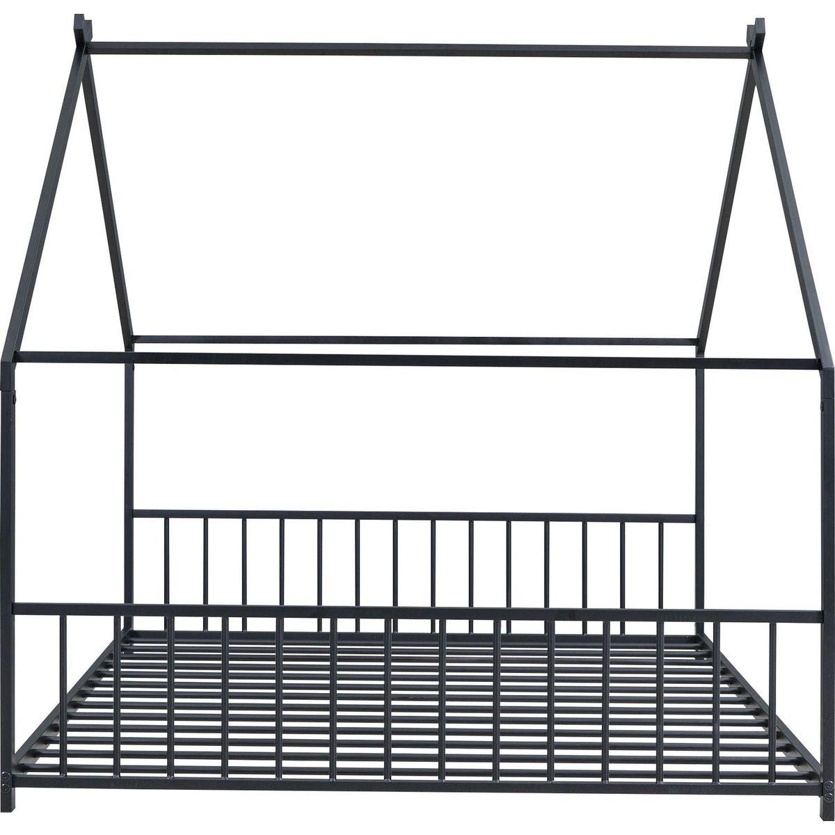 Full Size Metal House Bed, Black