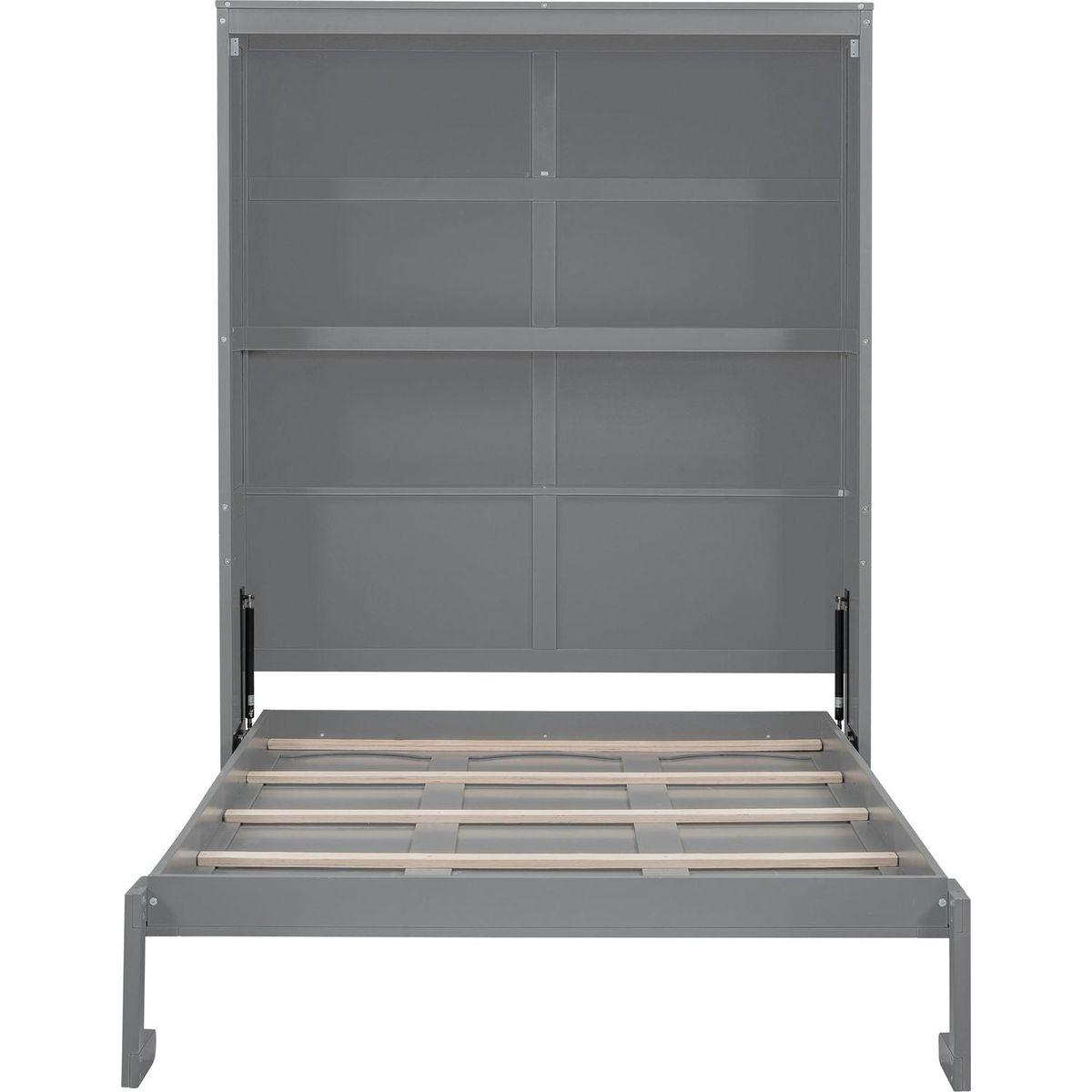 Full Size Murphy Bed Wall Bed with Shelves,Gray