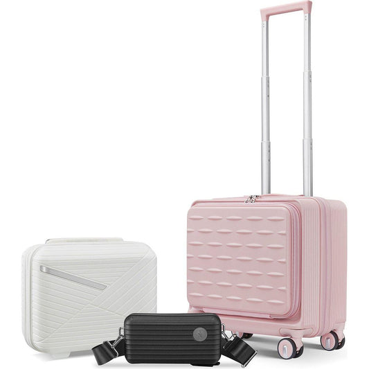 18" Carry On Luggage with Front Open Door &Laptop Interlayer, Hard Shell Suitcase Built-In TSA Luggage Lock, Hardside Lightweight PC Travel Suitcase for Women Men with Spinner Wheels Airline Approved