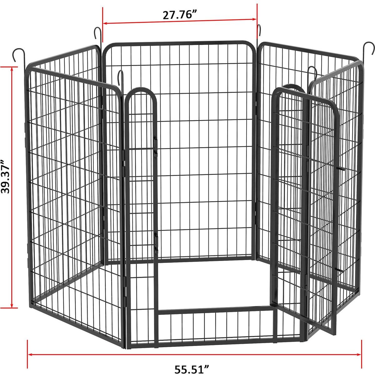 6 Panels Heavy Duty Metal Playpen with door,39.37"H Dog Fence Pet Exercise Pen for Outdoor, Indoor