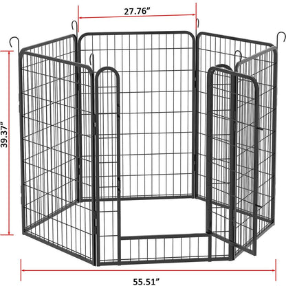 6 Panels Heavy Duty Metal Playpen with door,39.37"H Dog Fence Pet Exercise Pen for Outdoor, Indoor