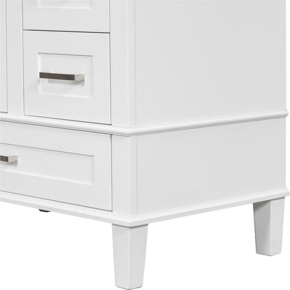 30" Bathroom Vanity, Modern Bathroom Cabinet with Sink Combo Set, Bathroom Storage Cabinet with a Soft Closing Door and 3 Drawers, Solid Wood Frame(White)