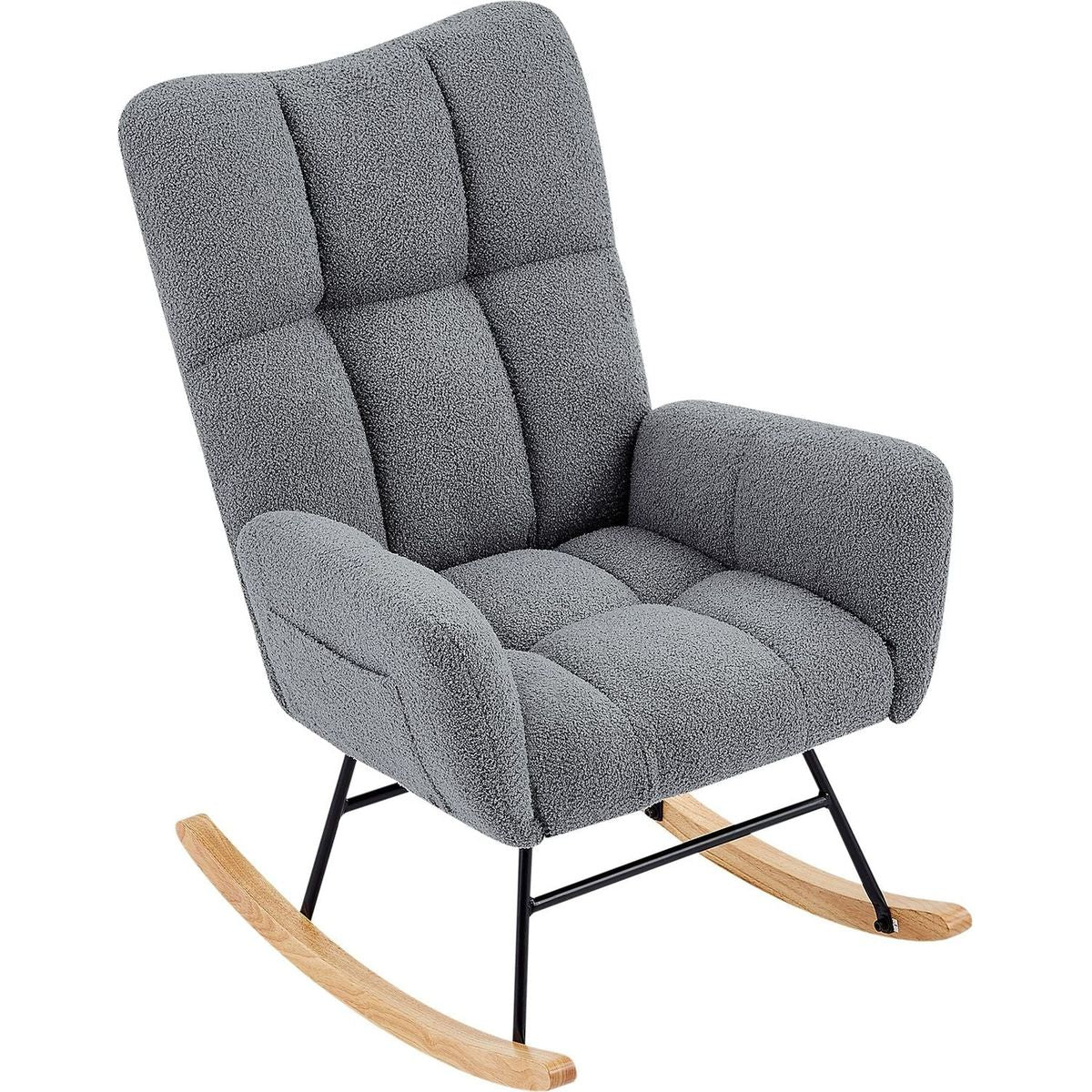 grey teddy fabric rocking chair