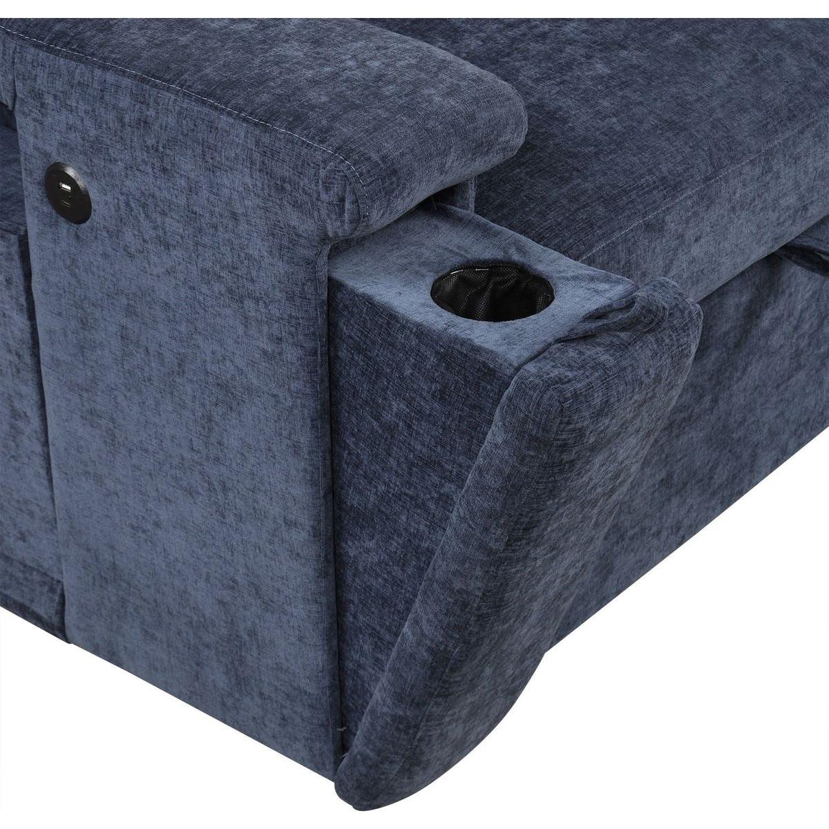 L-shaped Padded Modular Sofa with Storage Space, USB Ports, and Cup Holders on the Armrests, Suitable for Living Rooms, Offices, and Apartments.