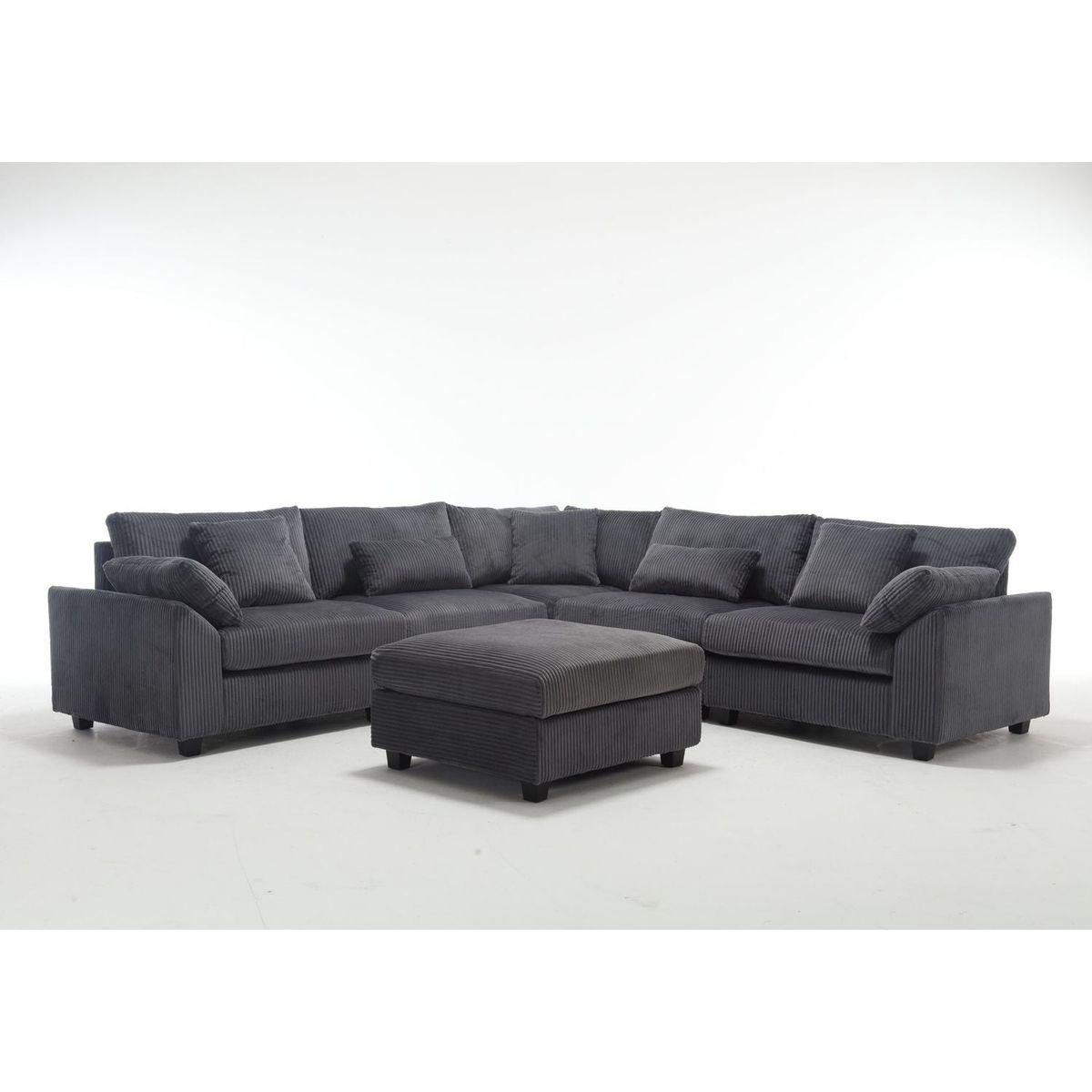 {NEW ARRIVAL} Oversized Modular Sectional Sofa Couches Set,Corduroy Upholstered Deep Seat Comfy Sofa for Living Room,Dark Gray