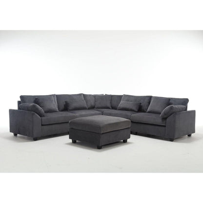 {NEW ARRIVAL} Oversized Modular Sectional Sofa Couches Set,Corduroy Upholstered Deep Seat Comfy Sofa for Living Room,Dark Gray
