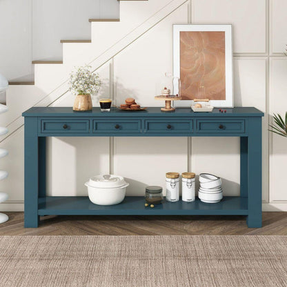 Console Table/Sofa Table with Storage Drawers and Bottom Shelf for Entryway Hallway(Dark Blue)