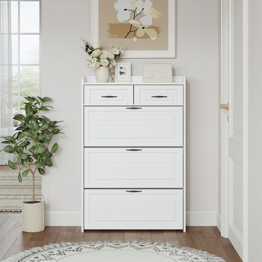 1250 White color shoe cabinet  with 3 doors 2 drawers,large space for storage