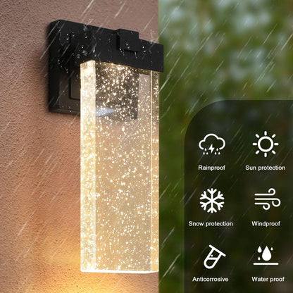 Outdoor waterproof transparent LED crystal wall lamp (2 packs) with light sense