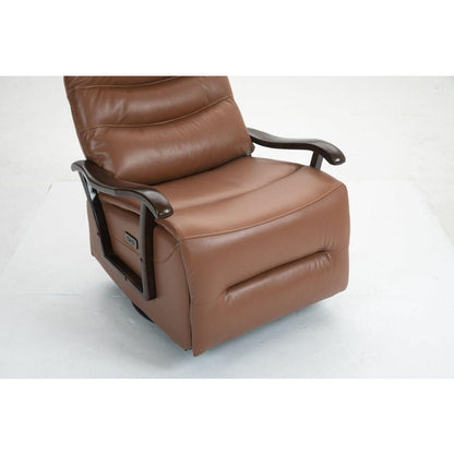 Swivel Rocker Recliner Power Glider Chair with Solid Wood Armrests - Extra Wide Reclining Sofa Chair Upholstered Faux Leather Living Room Single Sofa 350 lbs