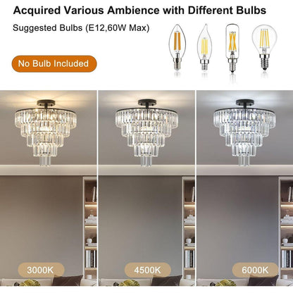 Black large crystal chandelier, modern style chandelier, dining room, living room, bedroom (Bulbs Not Included)