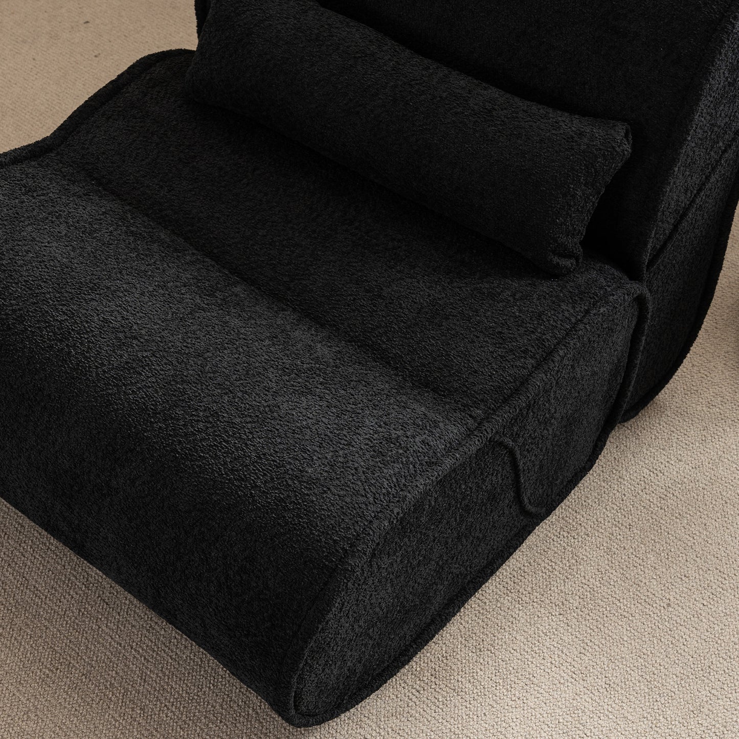 Soft Pellet Velvet Recliner - Comfortable Lounge Chair with Waist Pack Padding, Modern Design, Ideal for Living Room, Bedroom or Office - Black