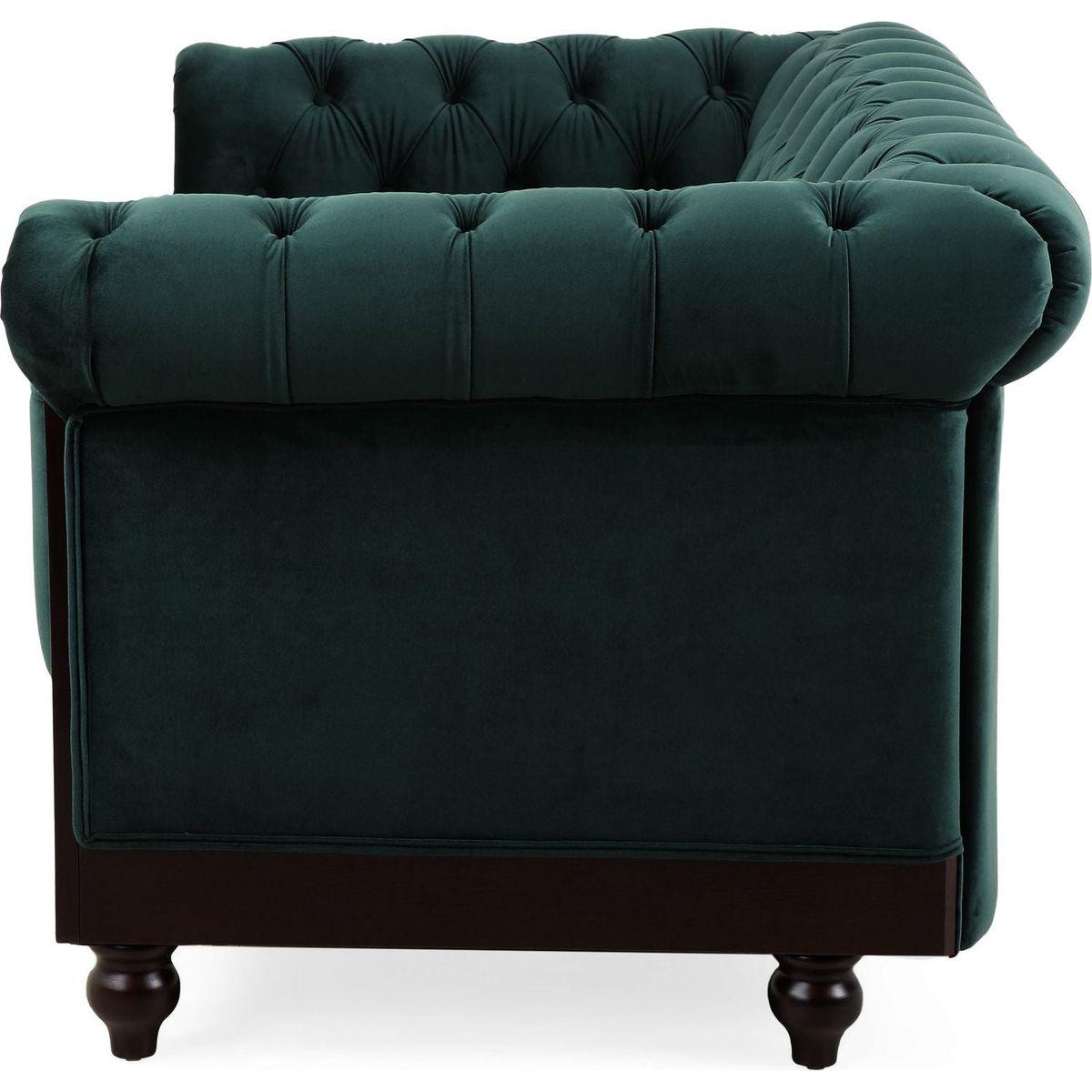 VIVALUX 59.44" Chesterfield Velvet Loveseat Sofa,2-Person Rolled Arm Dutch Plush Upholstered Sofa Couch with Tufted Button for Living Room, Bedroom, Small Places,Forest Green
